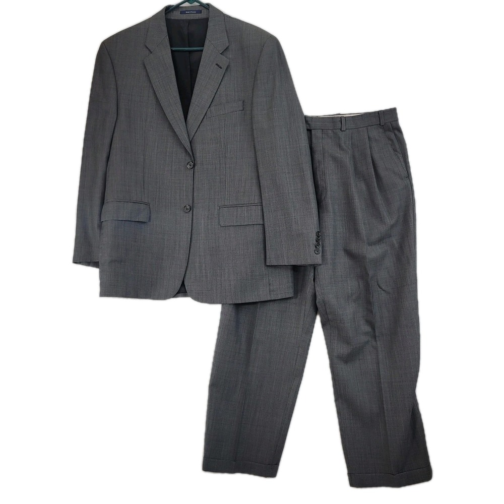 Ralph Ralph Lauren Mens Suit 44R 36x29 Grey Wool Twill